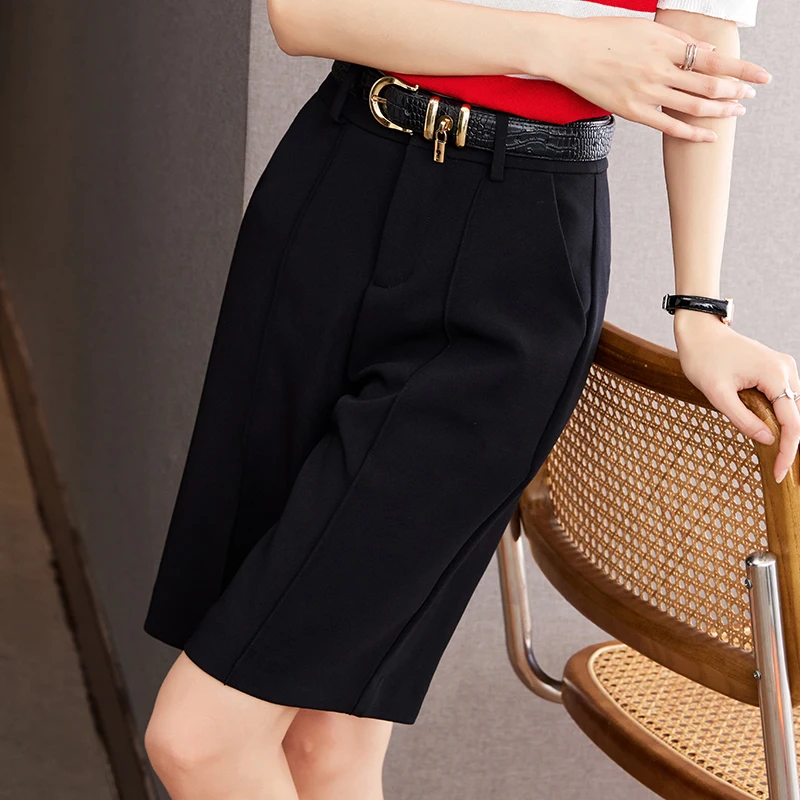 

Casual Women's Shorts High Waist A-line Pants Fashion Office Lady Shorts Loose Versatile Vintage Female Trousers