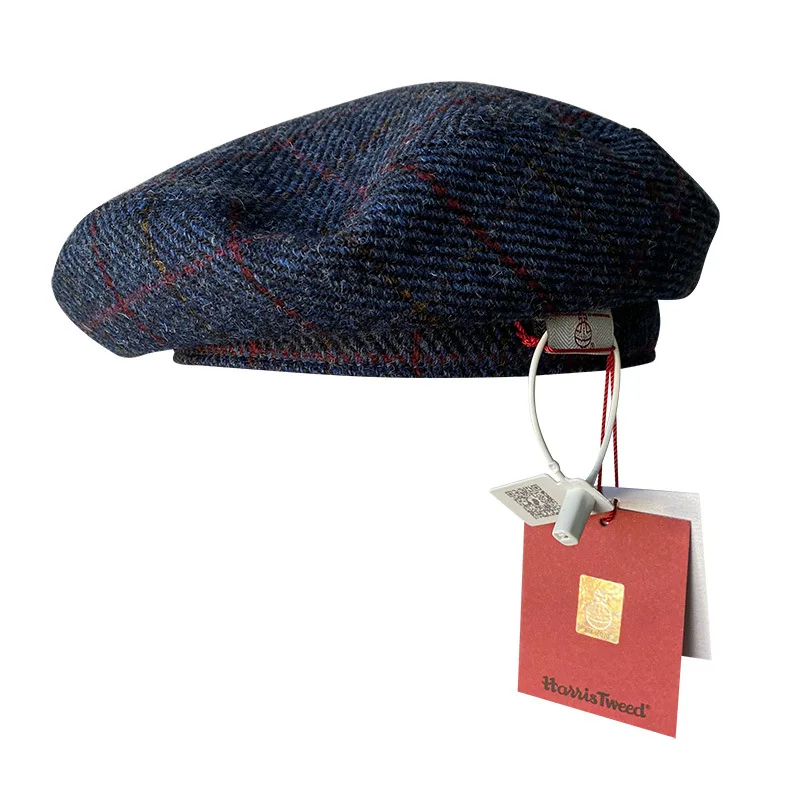 Harris Tweed Painter Hat 100% Wool Plaid patterned All match British style for Winter Japanese inspired Retro Design for Outings
