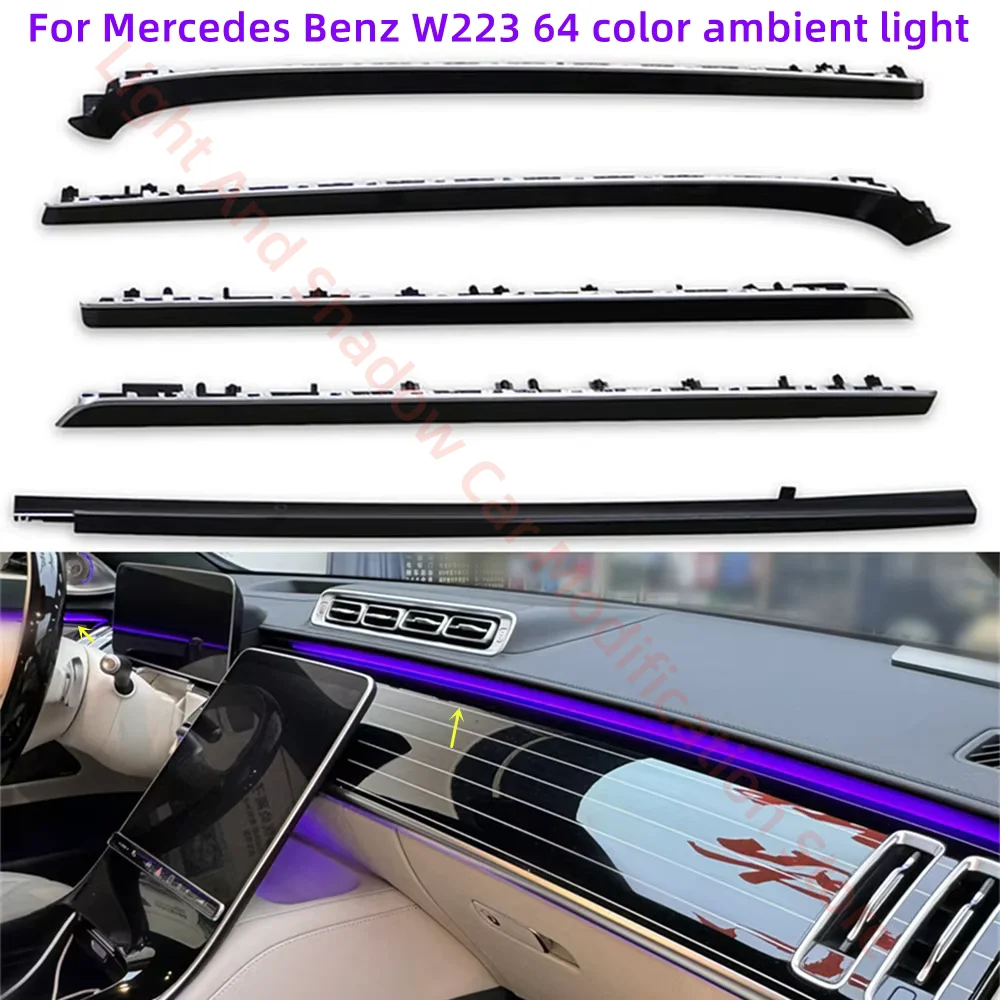 

RHD Car 64 color Atmosphere Lamp suitable Fit for Mercedes Benz W223 Active colorful LED trim Door dashboard through light panel