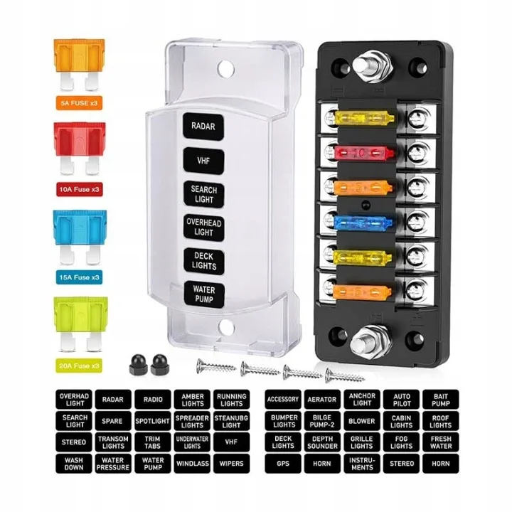 Boîtier de fusibles 6 voies 32V DC 30A par circuit pour marine, camping-car, bateau, modèle 07652