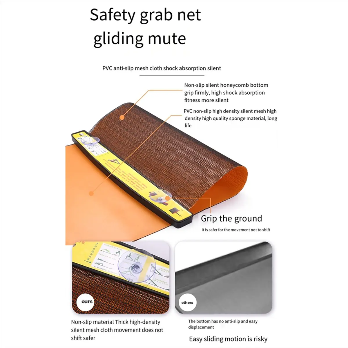 L79A Yoga Sliding Mat Sports Fitness Glide Plate Core Exercise Running Skating Leg Training Board Gym Equipment Orange 180cm view 2