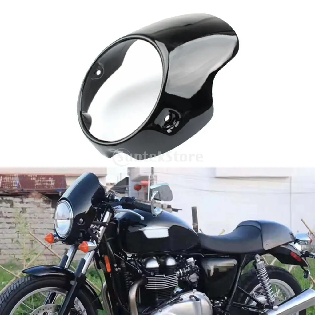 7" Black Motorcycle Headlight Fairing Windshield Kit Universal image 5