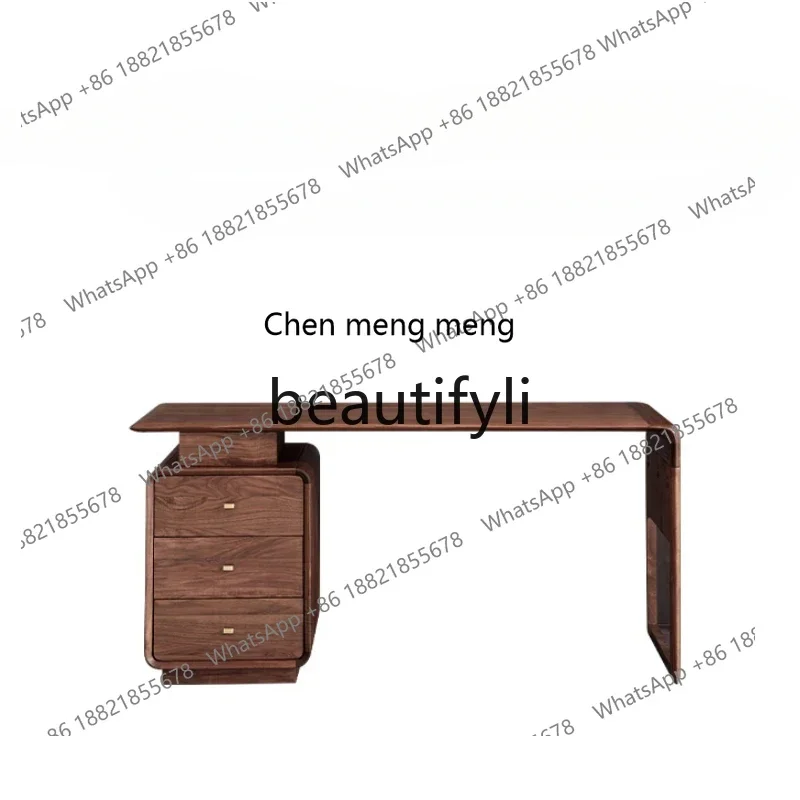 

X North American black walnut desk All solid wood Nordic simple writing desk Desk with drawersQ