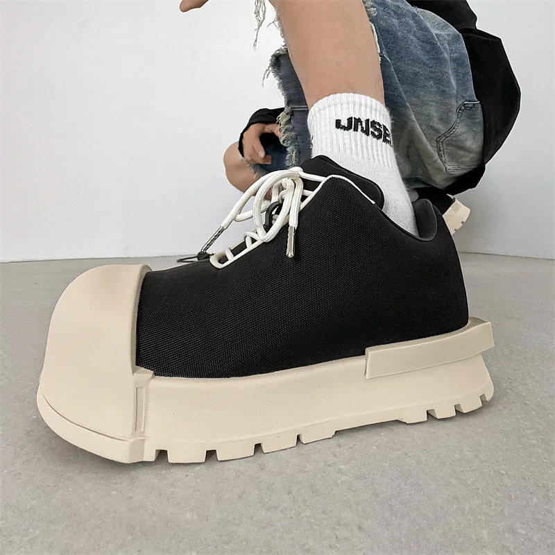 

2024 New Women Low-top Big-head Canvas Thick-soled Heightening Versatile Couple Sports and Leisure Trendy Shoes Men