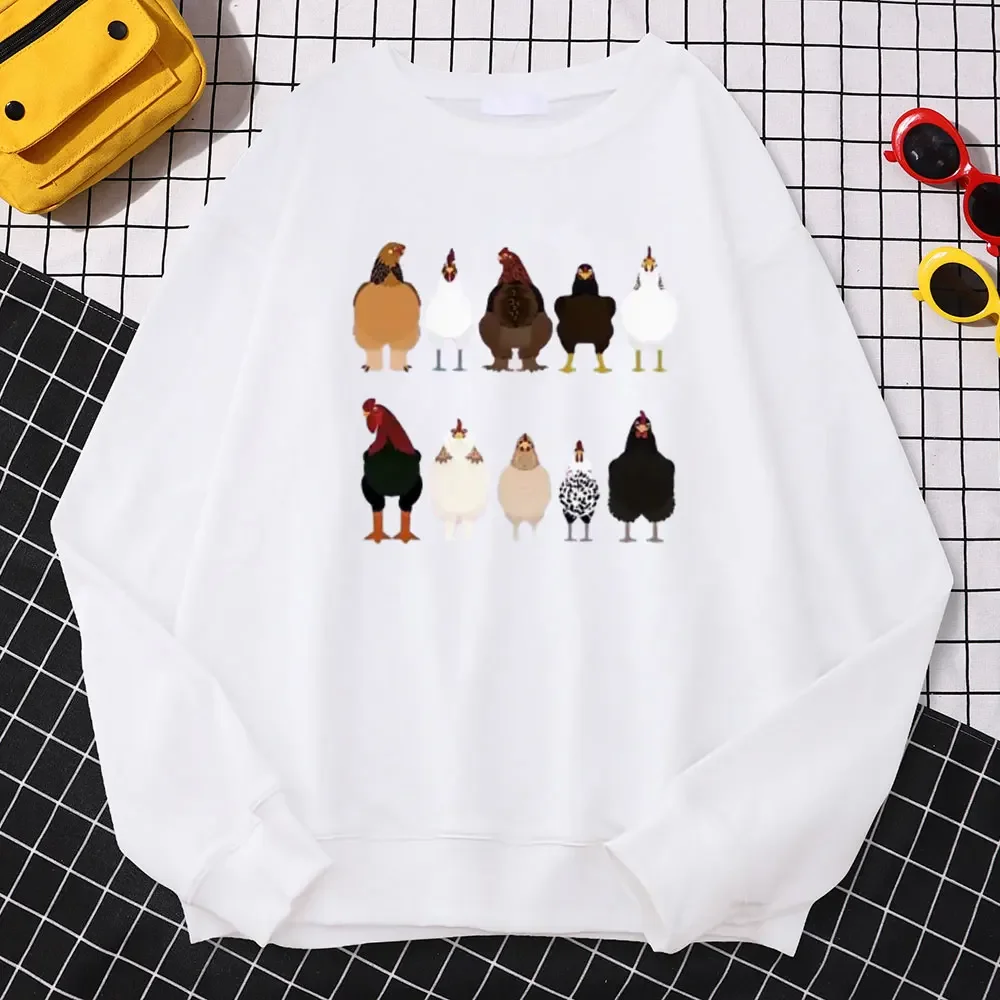 Cartoon Chicken Graphic Hoodies Women Casual Fashion Creative Long Sleeved Round Neck Y2K Graphic Sweatshirts Woman Clothing