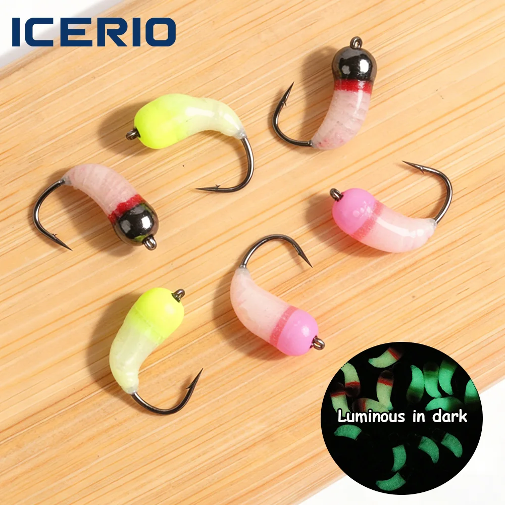 ICERIO Ninfas con cuentas de latón para pesca en hielo #8 #10 - imagen 5