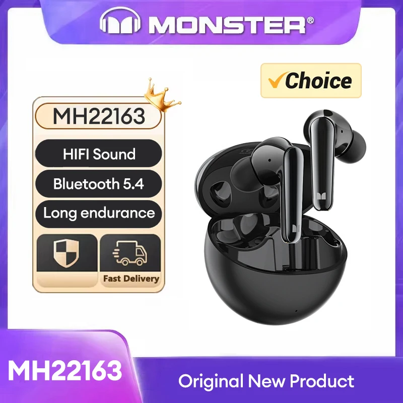 Monster-Bluetooth v5.4 HD通話を備えた超低遅延ワイヤレスヘッドセット,長い耐久性のあるヘッドセット,高品質,新品,mh22163