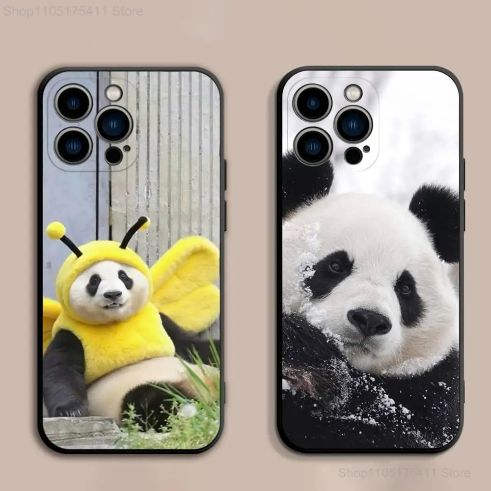 

F-Fubao Panda Phone Case For iPhone 17,16,15,14,13,12,Pro,Max,Plus,E,SE4,Air,Mini Black Soft Cover