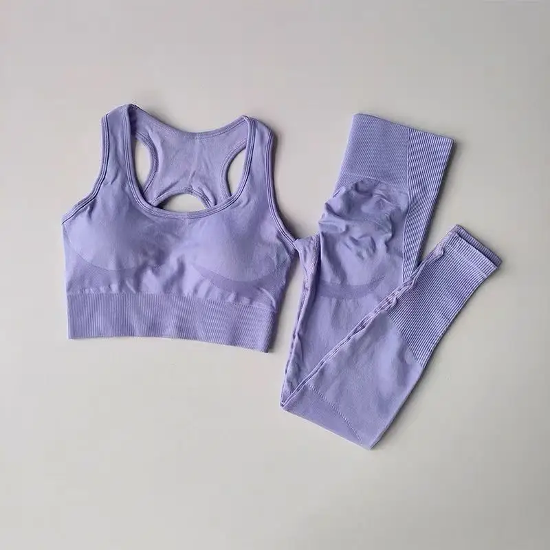 Sexy Rückendesign Fitness-BH für Frauen Pilates Stoßfester Lauf-Trainings-Top Sportliche Hosen Yoga-Outfit-Set – Detail 27