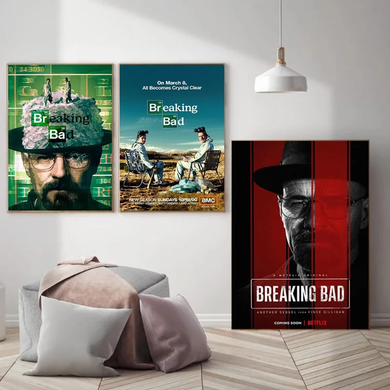 Breaking Bad TV Series Movie Poster Canvas Print Classic Cult Wall Art Minimalist Home Theater Decor for Living Room Bedroom