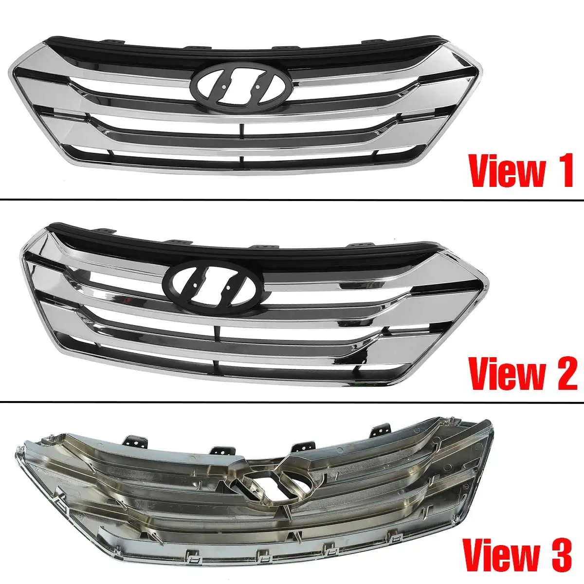 New Car Front Bumper Grill Grille Replacement For Hyundai Santa Fe Sport 2013-2016 Front Upper Centre Grille Panel Racing Grills