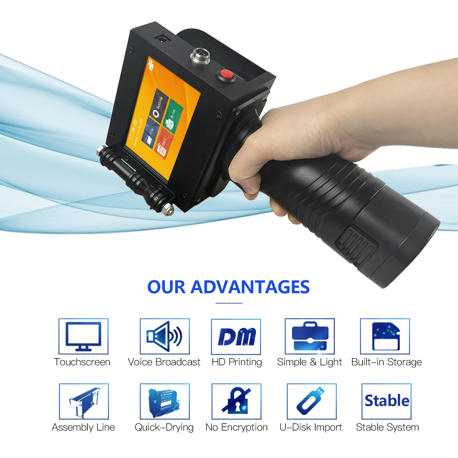 

Handheld Printer Portable Inkjet Printer High Definition Inkjet Code Printer with 4.3 Inch LED Touchscreen Quick-Drying