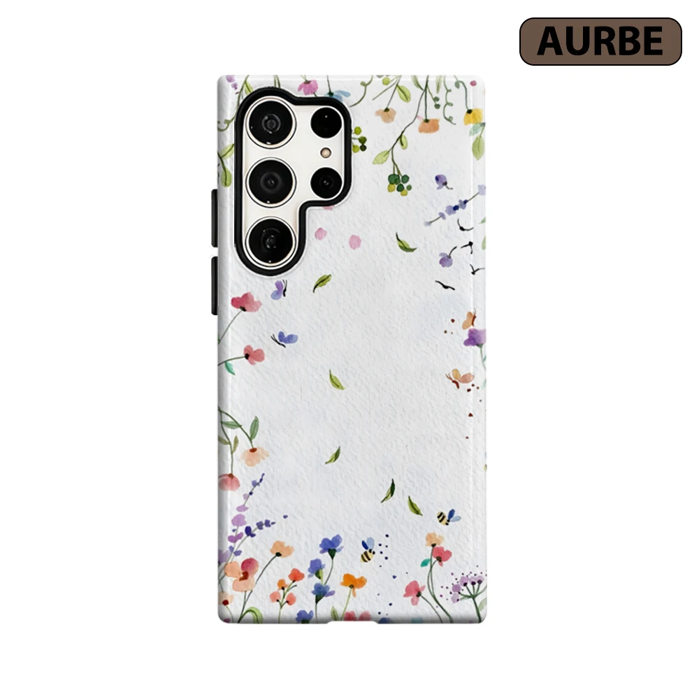 Watercolor Wildflower Meadow Phone Case for Samsung Galaxy S26 S25 Ultra S24 S23 Ultra Plus Shockproof Double Layer Back Cover