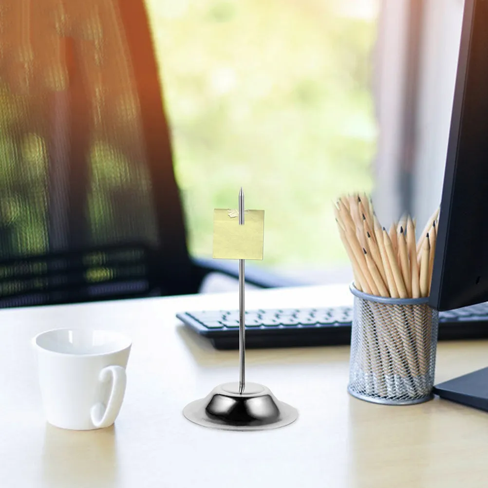 2Pcs Stainless Steel Receipt Holder Spike Trumpet Base Stable Desk Organizer for Restaurant Kitchen Office Paper Documents Memo