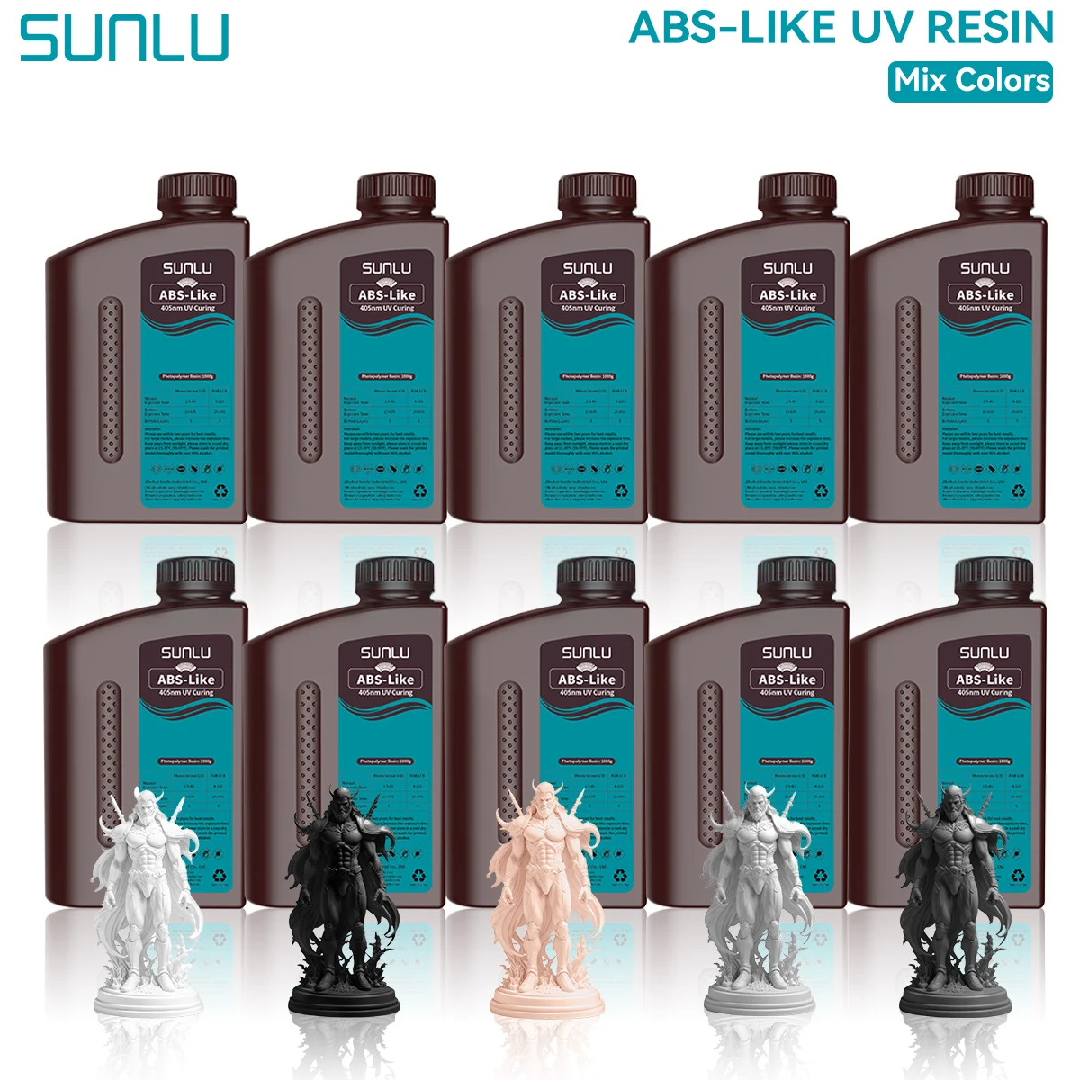 SUNLU ABS-Like 3D Printer Resin 10KG 405nm UV Curing Fast High Toughness Photopolymer Resin for Most LCD/DLP/SLA 3D Printer