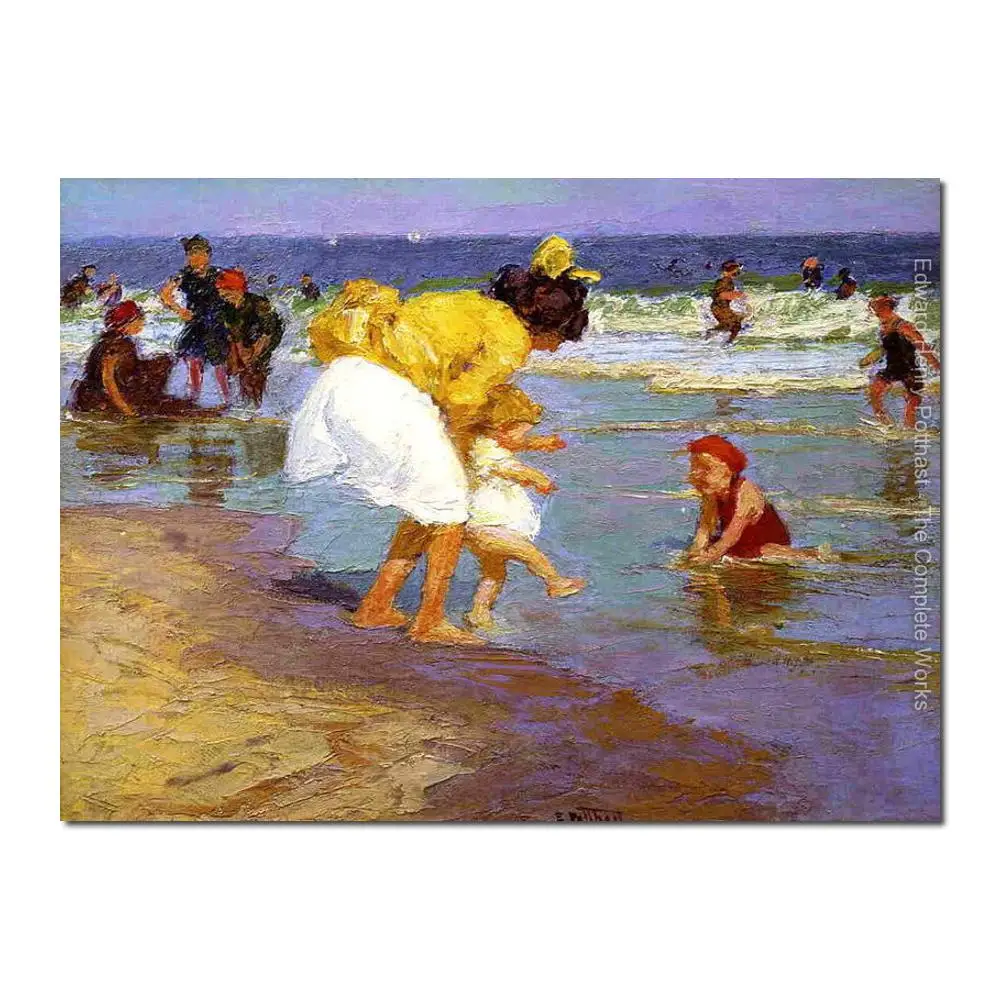 

oil painting Beach and Children At the Seaside by Edward Henry Potthast High quality Hand painted Landscape Art Home Decor