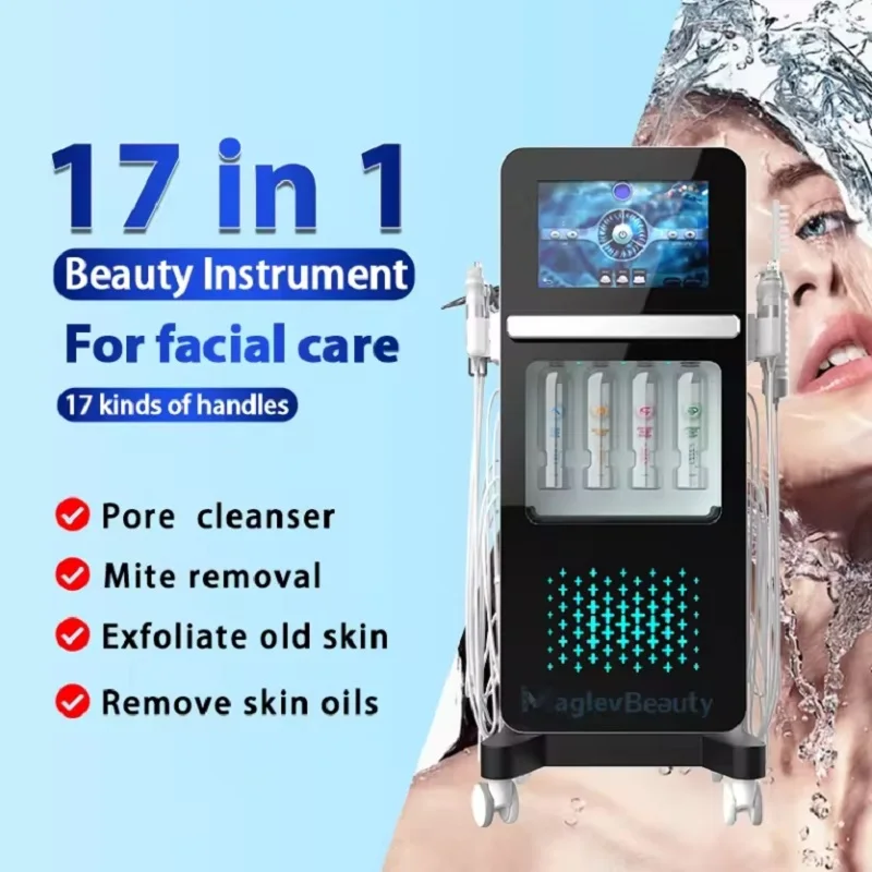 17-in-1 Zuurstof Jet Diamond Dermabrasie Huid Scrubber Mee-eter Verwijderen Rimpel Verwijderen RF Gezicht Lifting Gezichtsmassage Machine