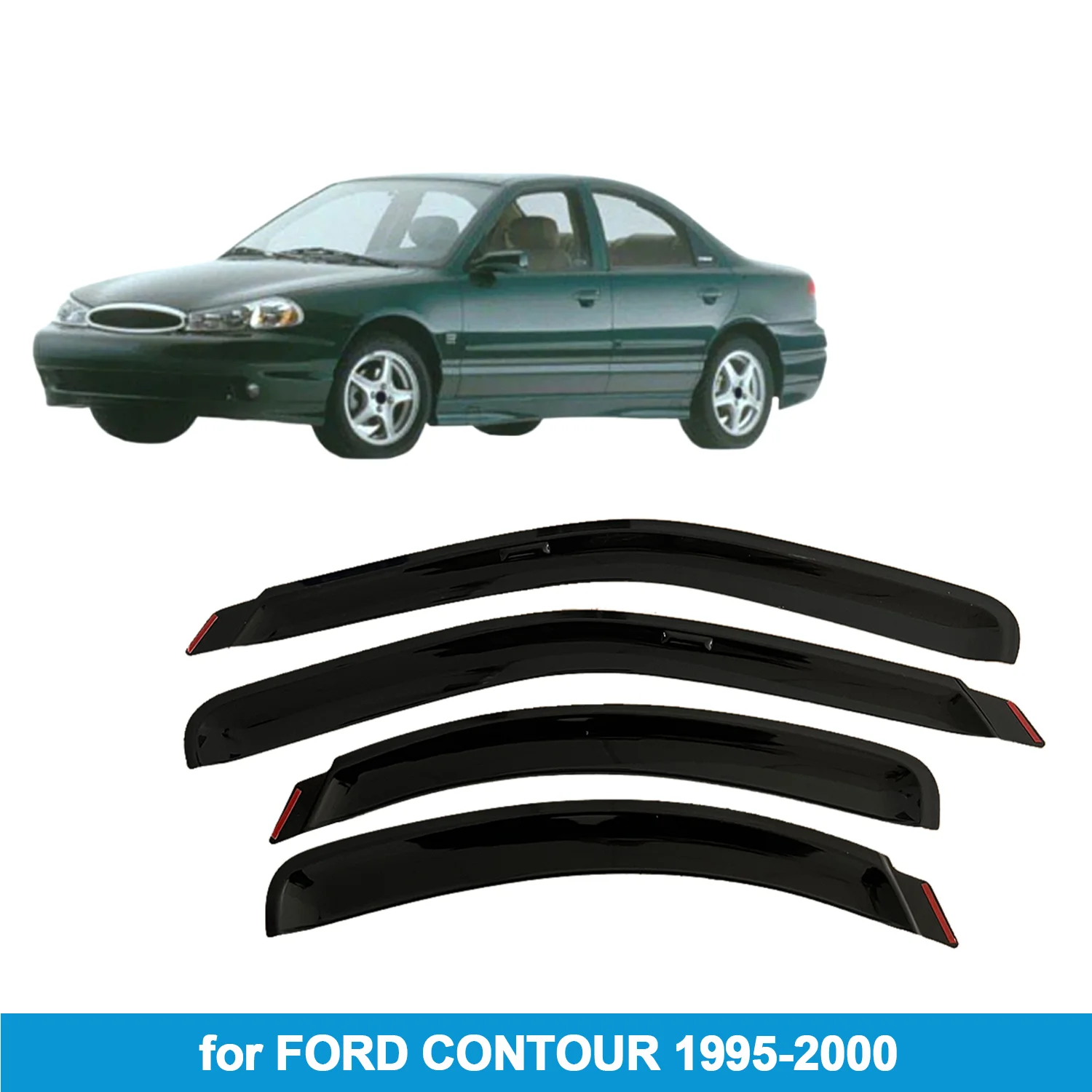 

Оконный козырек для FORD CONTOUR 1995-2000 дюймов, защита от дождя, боковой дефлектор, защита от атмосферных воздействий, внутреннее крепление