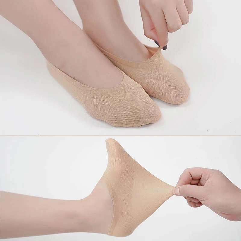 10/20pairs Women Summer Invisible Socks Footsies Shoe Liner Trainer Ballerina Boat Sock Ladies Silica Gel Anti-slip Cotton Socks