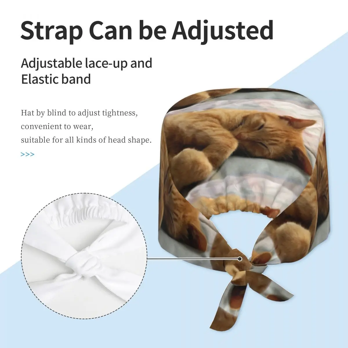 Шапка-скраб для сна с имбирем и котом, рабочая хирургическая шапочка для врача, регулируемые шапочки унисекс для кормления для стоматолога