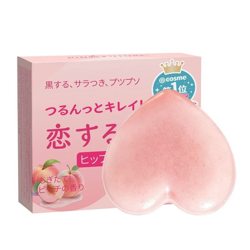 Handmade Peach Heart Soap Body Exfoliating Cleansing Bar Remove Dead Skin Travel Essential Gentle Cleanser Smooth Bath Shower