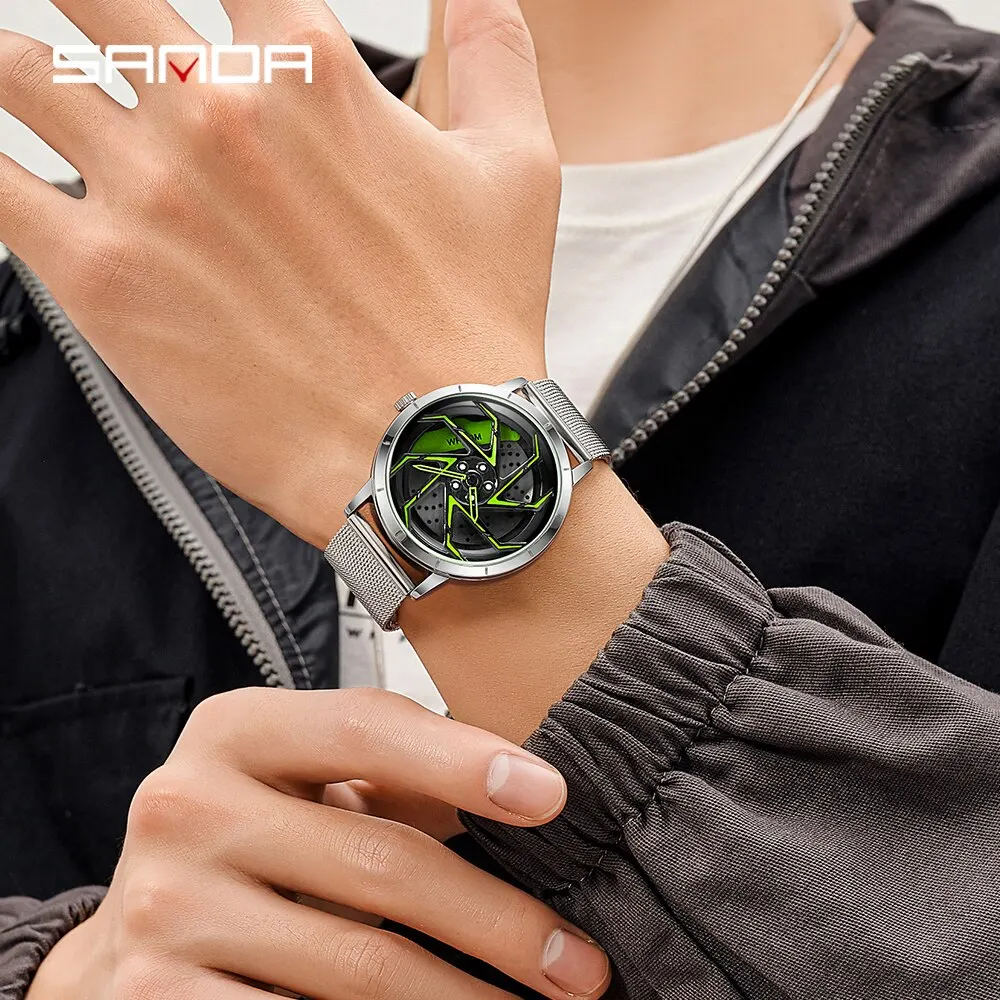 ساعات ساندا الأكثر مبيعاً ، ساعات الرجال ، ساعة رياضية مقاومة للماء مع حزام ، ساعة يد كوارتز بحافة عجلة دوارة