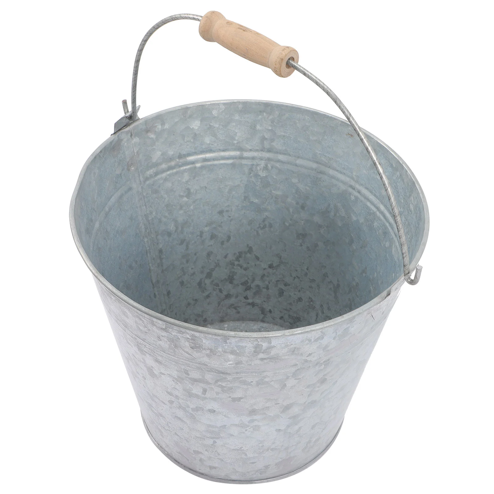 

Stainless Steel Bucket Flower Rustic Tin Buckets for Party Metal Sturdy Handle Wood Small Pot Shop