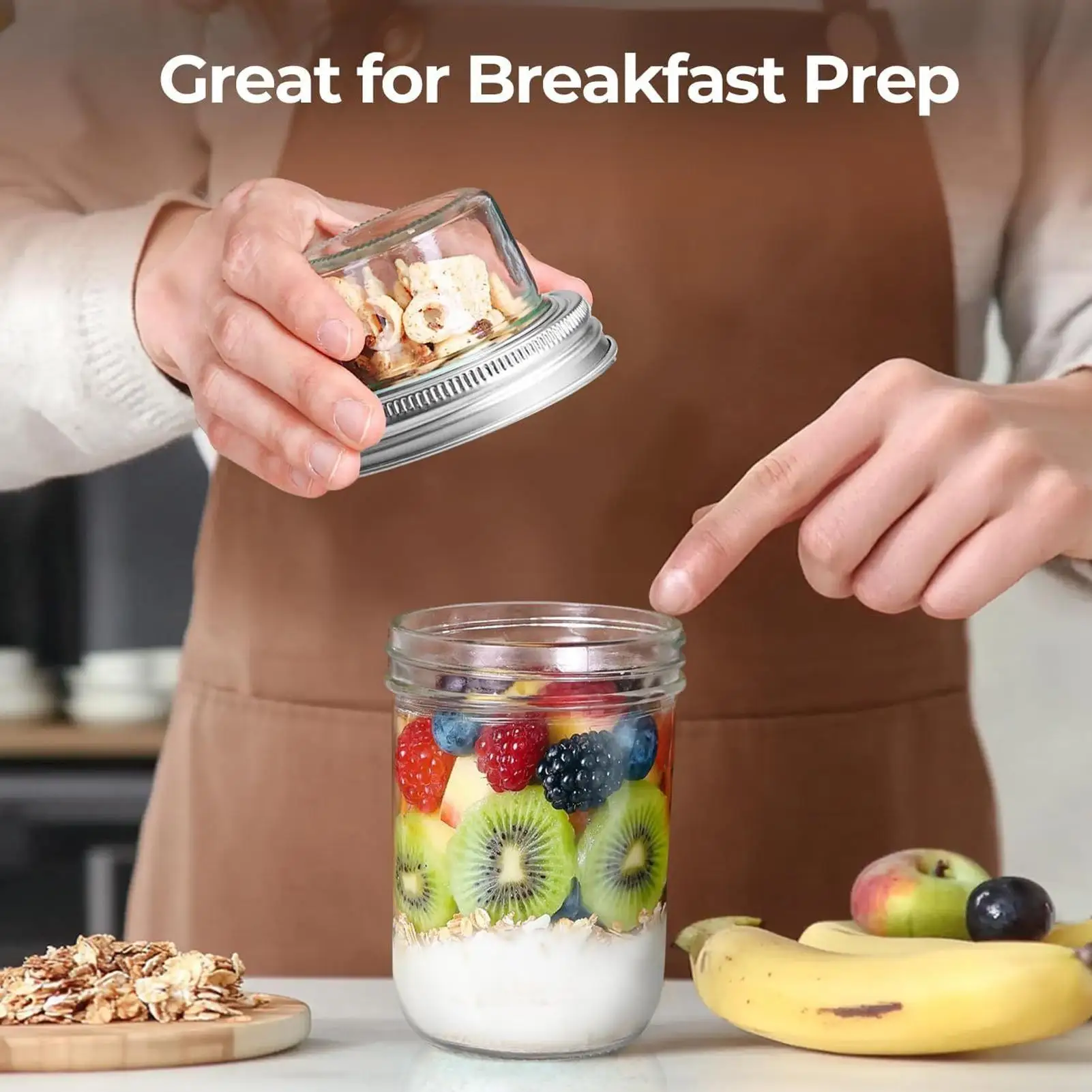 

Parfait Cups With Lids Double-layer Glass Parfait Cup Nut Fruit Double-Layer Container For Lunch Overnight Oats Dessert Yogurt