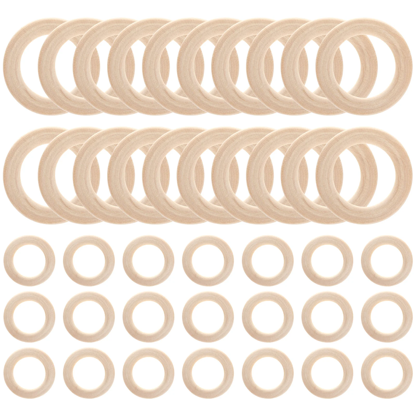 

40Pcs Jewelry Accessories Unfinished Wooden Rings Smooth Blank Circles Solid Wood Crafts for DIY Macrame Curtain Wreath Projects