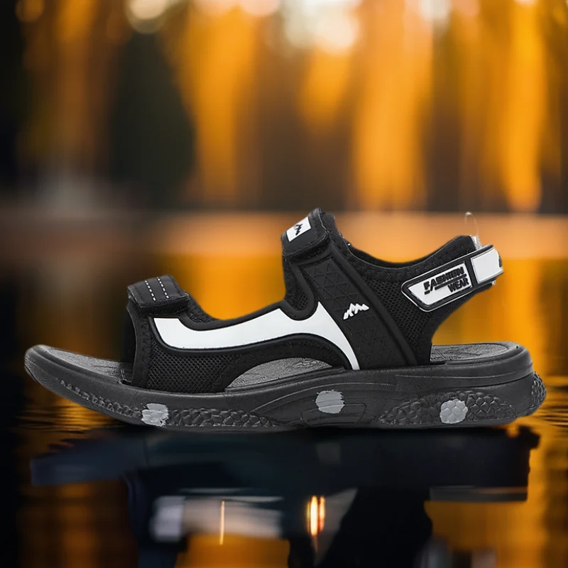 Летние детские кожаные сандалии для мальчиков, детская пляжная обувь на плоской подошве, спортивные мягкие нескользящие повседневные сандалии для малышей для девочек