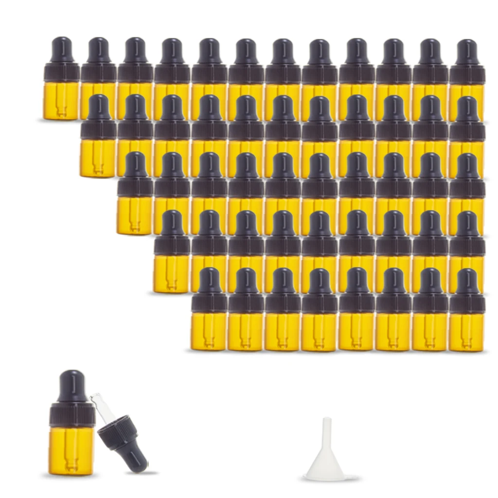 1ml Mini Dropper Bottle Reusable Glass Bottles Travel Home Perfume Sub-Container 50Pcs