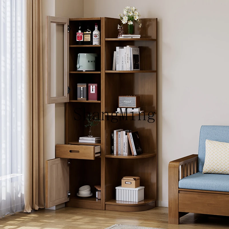 

ZYY solid wood triangular corner storage cabinet living room corner wine cabinet crack rack