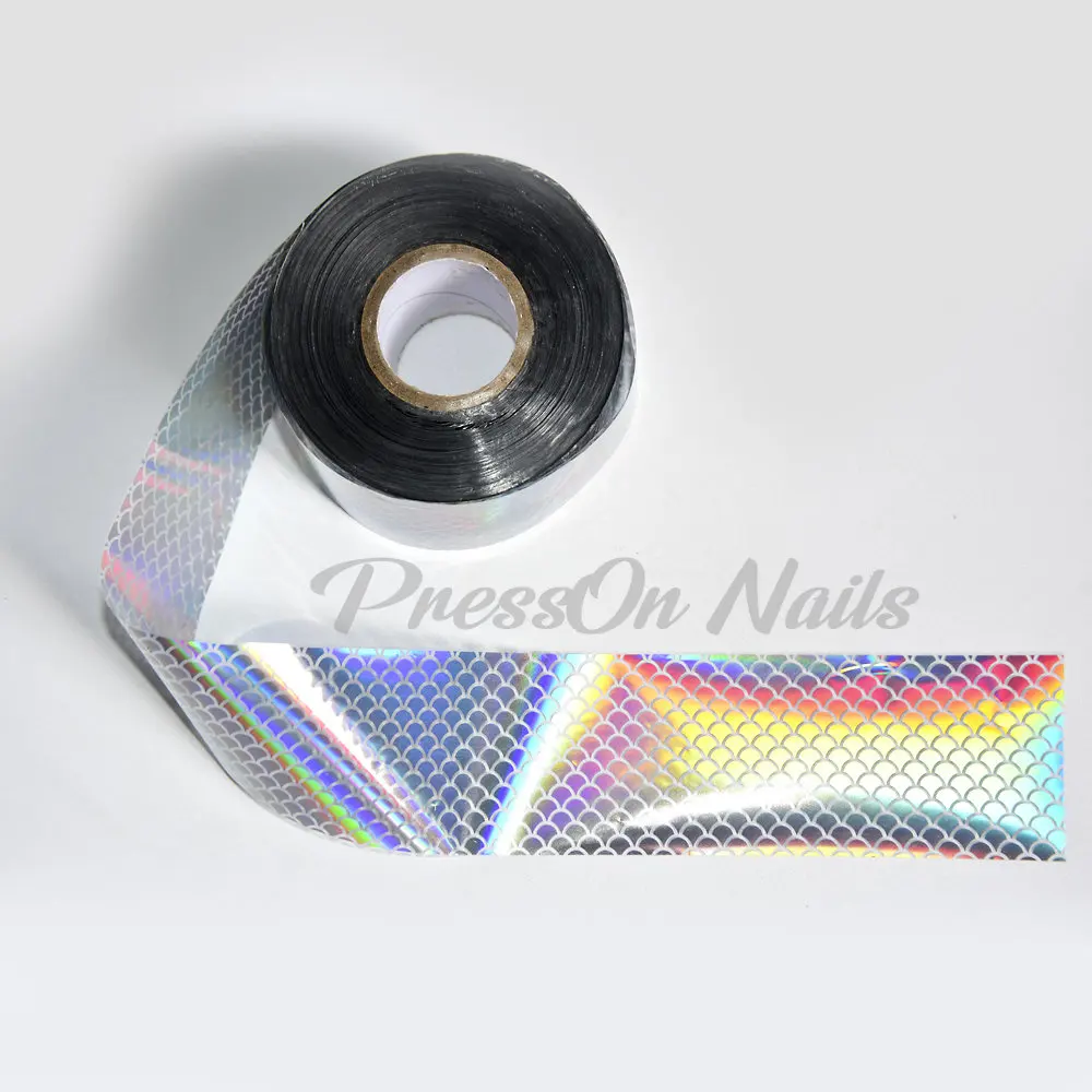 100m Holographic Fishscale Foil Paper Animal Print Nail Foils Sticker Decals Mermaid Transfer Foil Snakeskin Print