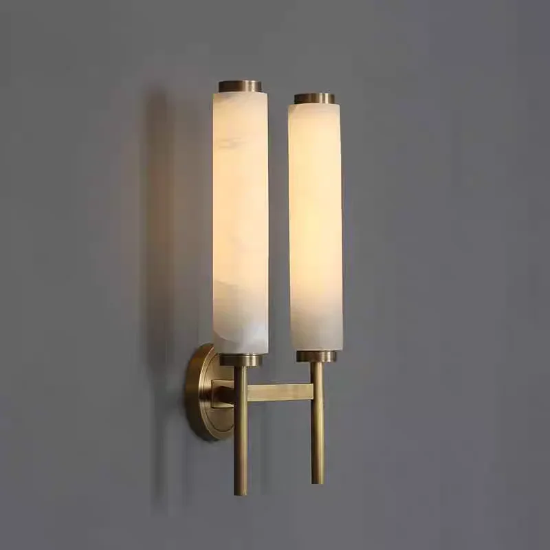 2026 Natural Marble LED Wall Lights Black Gold Copper For Foyer TV Background Bathroom Bedroom Sconce Good Packaging