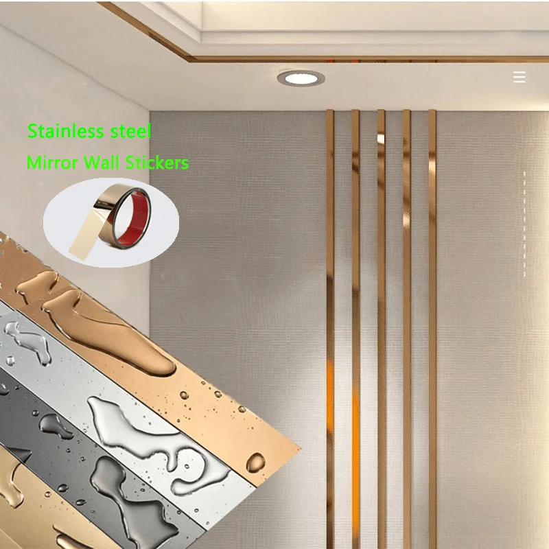 118.11 inch Stainless Steel Decorative Strip Self-Adhesive Titanium Ceiling, Background Wall, Metal Pressure Line