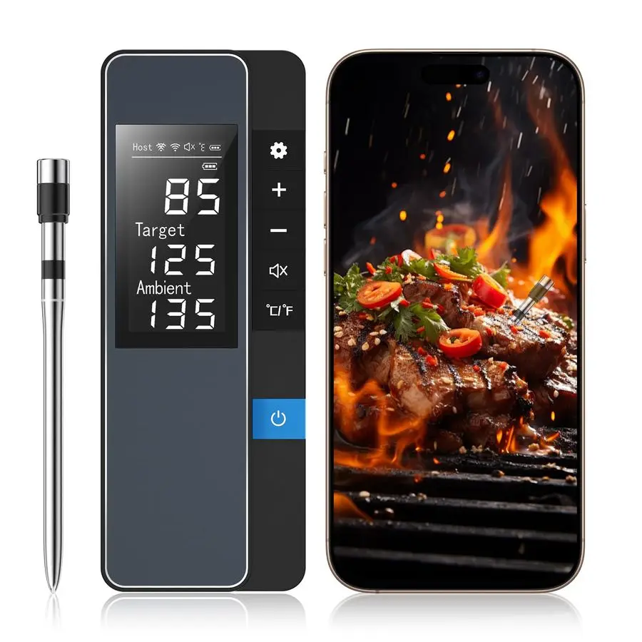 

Bluetooth Wireless Meat Thermometer, RealTime Monitoring Control Digital Thermometer with Smart App, Meat Probe IP67 Waterproof