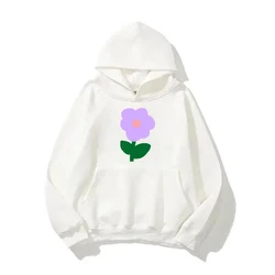 Purple Leaf Flower Women's Long Sleeved Hooded Sweatshirt With Simple Y2k Design Suitable For Dating Daily Versatile Classic