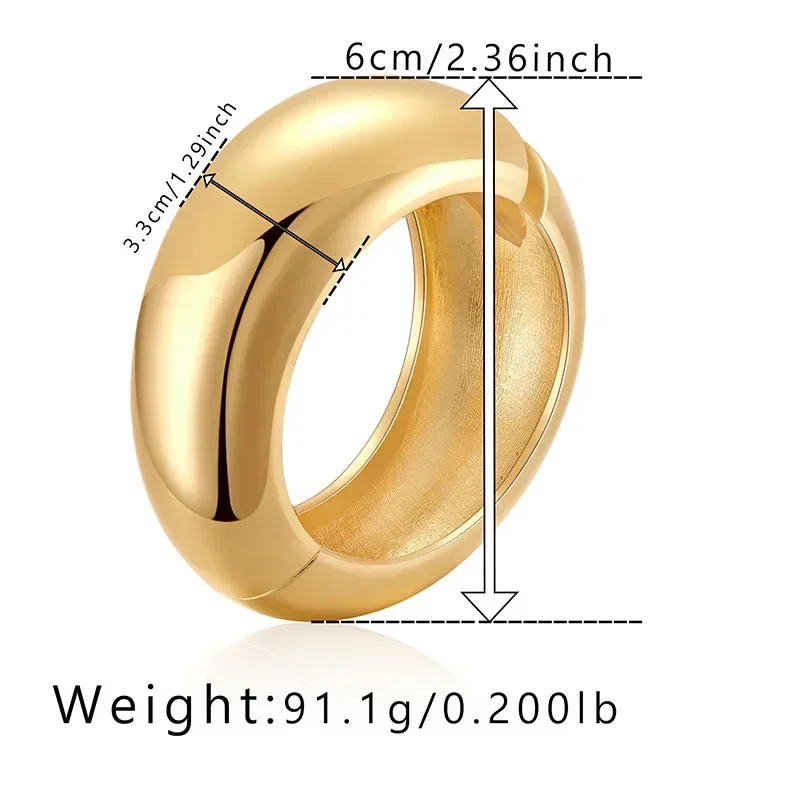 14K Gold Plated Fashionable Temperament Bracelet With Smooth and Bright Cuff Asymmetric Width Party Trendy Jewelry 2024