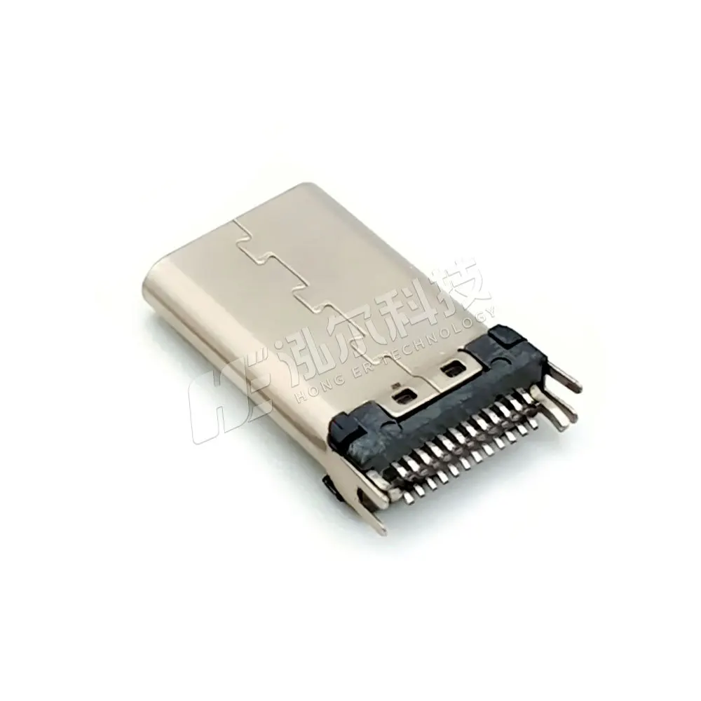 For USB TYPE C Male 24PIN Vertical Riveted Male Splint 0.8mm Harpoon Fixed Foot Connector
