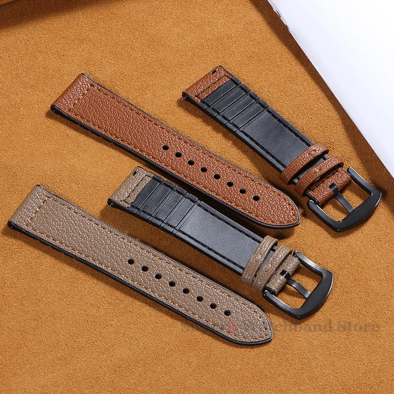 Silicone Leather Strap Pin Buckle Quick Release Bracelet 20mm 22mm for Huawei GT2/3 Soft Wristband for Samsung Galaxy 6/5/4