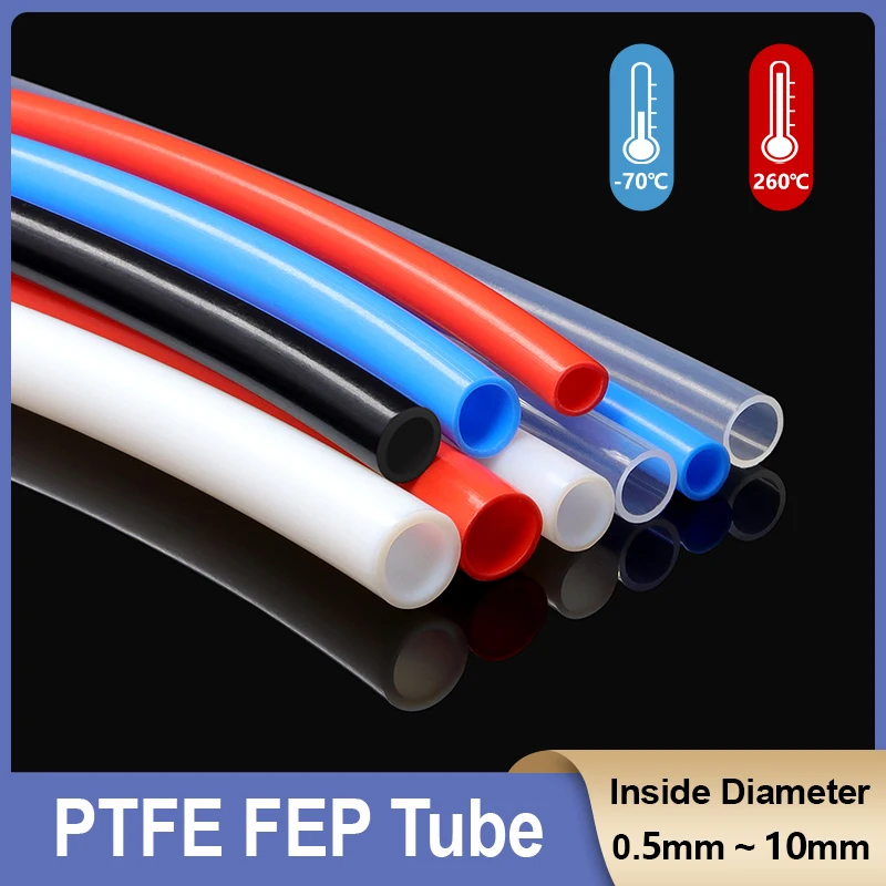 

1/5m PTFE Tube Hose Diameter 0.5/0.8/1/1.5/2/2.5/3/4/5/6/7/8/10 mm FEP Insulated Extruder J-head Rigid Pipe For 3D Printer Parts