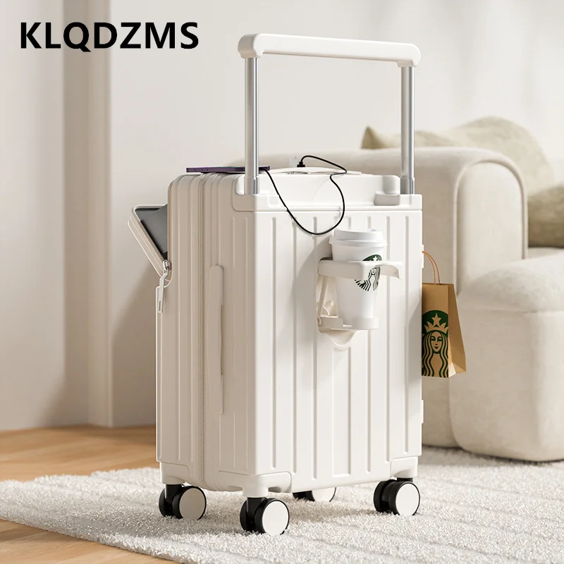 

KLQDZMS Laptop Luggage USB Charging Multifunctional Boarding Case Men's Trolley Case 20"22"24"26 Inch ABS+PC Cabin Suitcase