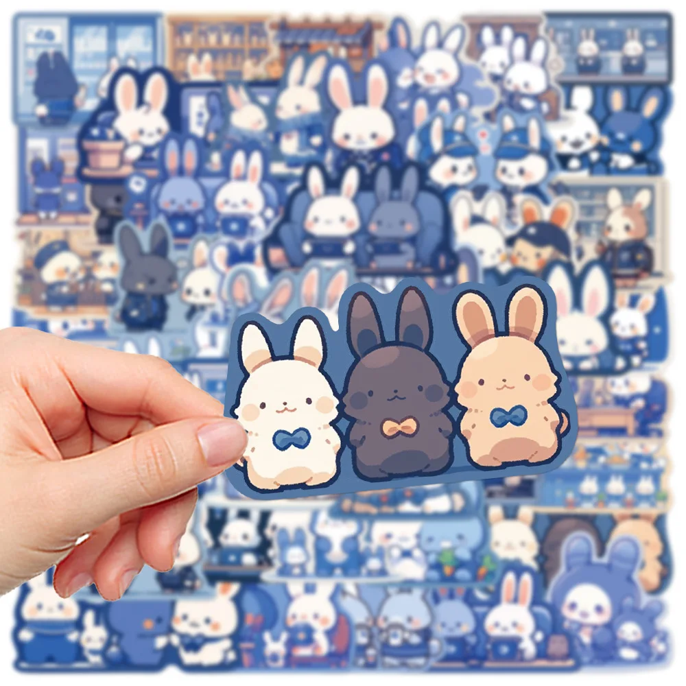 50pcs Cartoon Cute Blue Rabbit Series Graffiti Stickers Suitable for Helmet Desktop Wall Decoration DIY Sticker Pack Wholesale