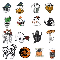 Duch Halloween grobowiec do zobaczenia w piekle emaliowane szpilki broszki odzież plecak z klapami akcesoria jubilerskie na prezent unisex