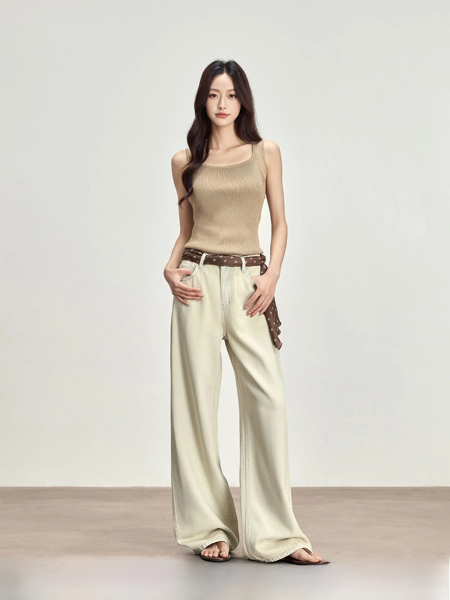 

Джинсы женские летние Rise of the Small Retro Light Denim, тонкие, свободные, широкие штанины, свободный крой, высокая талия, из смесового хлопка