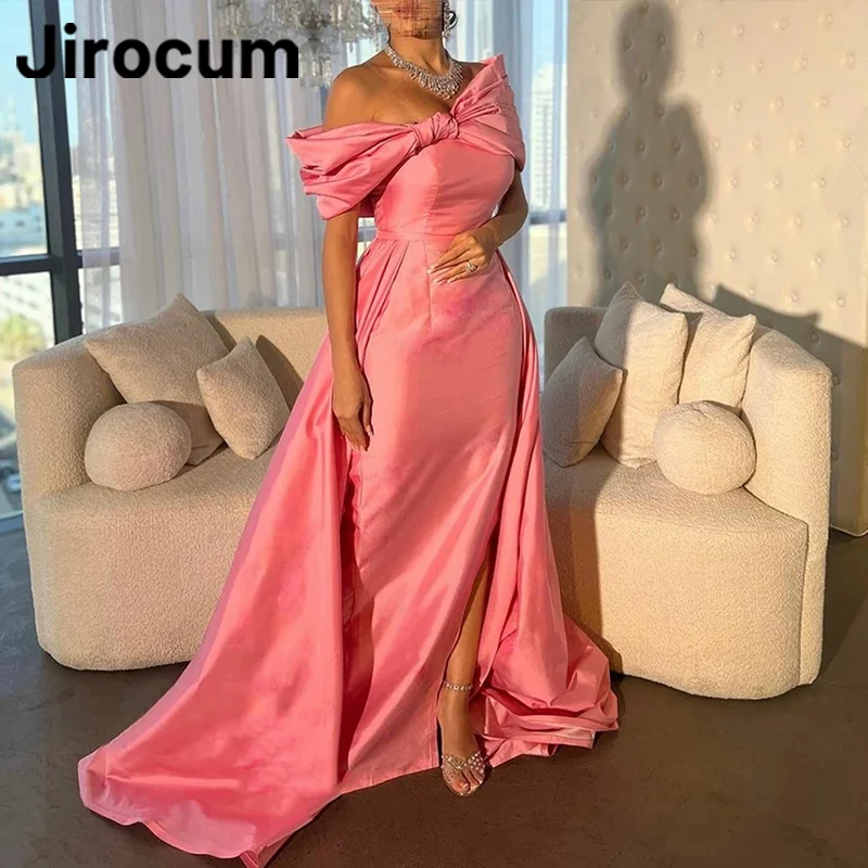 

Jirocum Pink Off Shoulder Evening Dress Women's Sleeveless Mermaid Party Prom Gowns Floor Length 2025 New Formal Occasion Gown