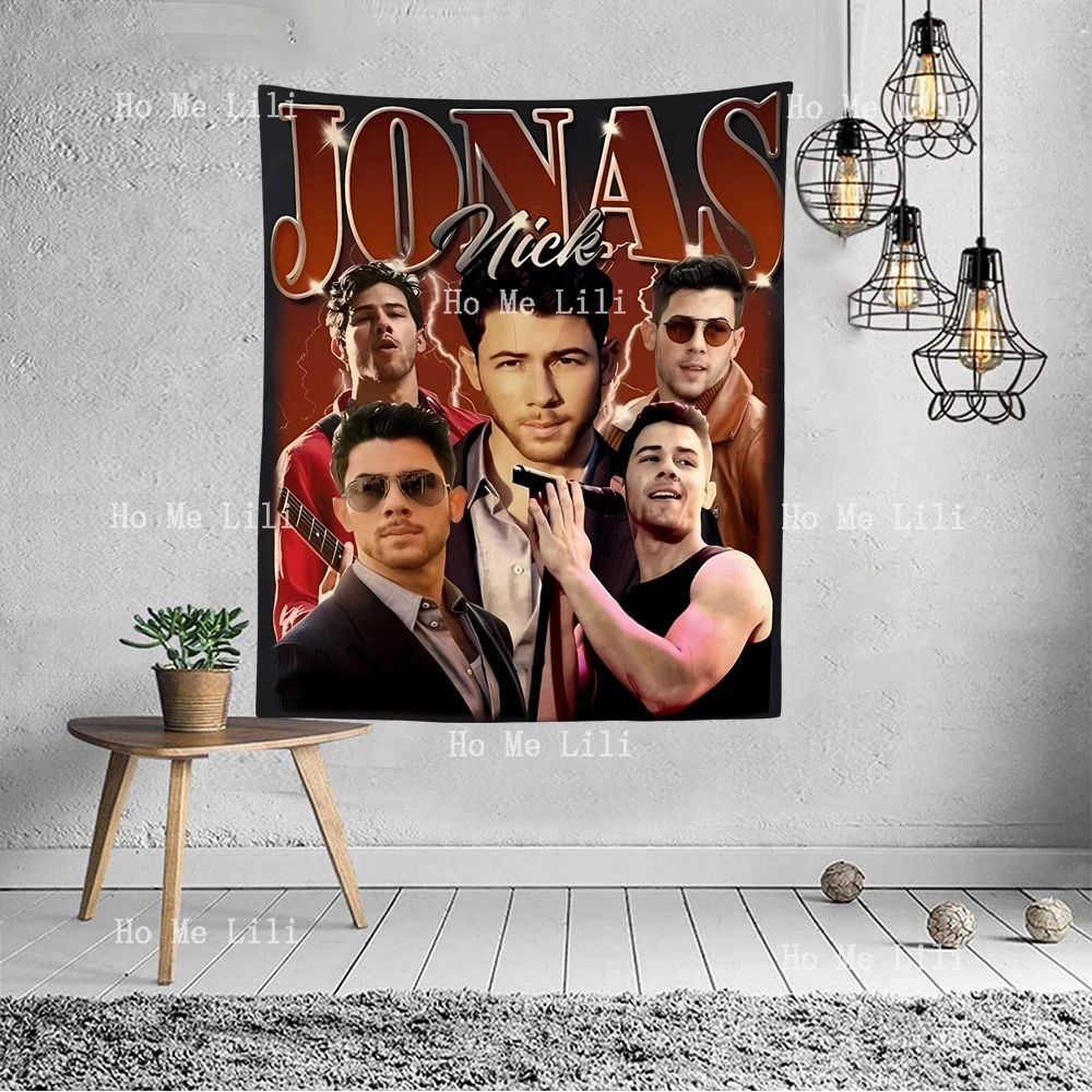 Nick Jonas band portrait Tapestry For Bedroom Aesthetic Nature Decoration