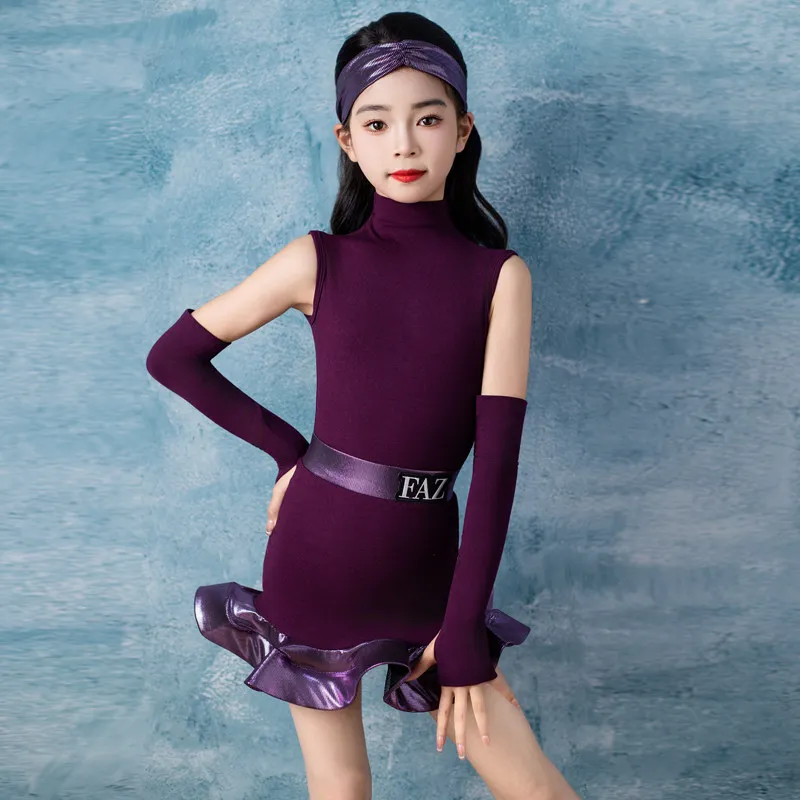 

Одежда для соревнований по латинским танцам 2026 для девочек: топы без рукавов, юбки с разрезами, тренировочный костюм, детское латинское платье для ча-ча-ча XH4383