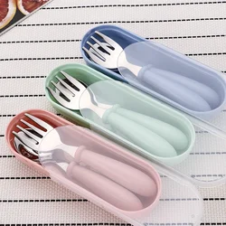 Comida infantil Alimentação Colher Garfo Bebê Gadgets, Conjunto De Louça, Utensílio De Aço Inoxidável, Louça Da Criança, Talheres