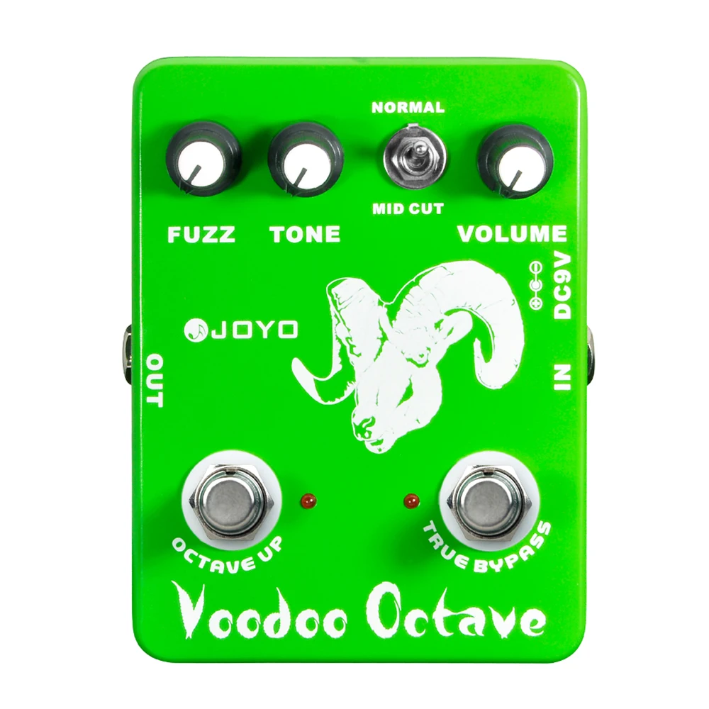 JOYO JF-12 Voodoo Octave Pedal efek gitar, fitur distorsi dan efek Octave True Bypass Pedal Bass gitar elektrik